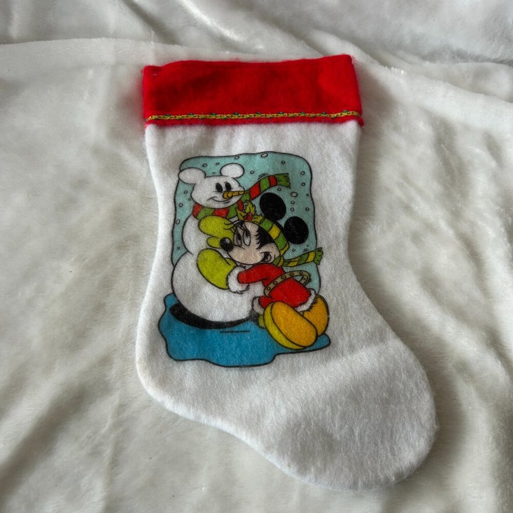 VINTAGE Disney Minnie Mouse Christmas Stocking Felt Decor 15 in X 6 in
